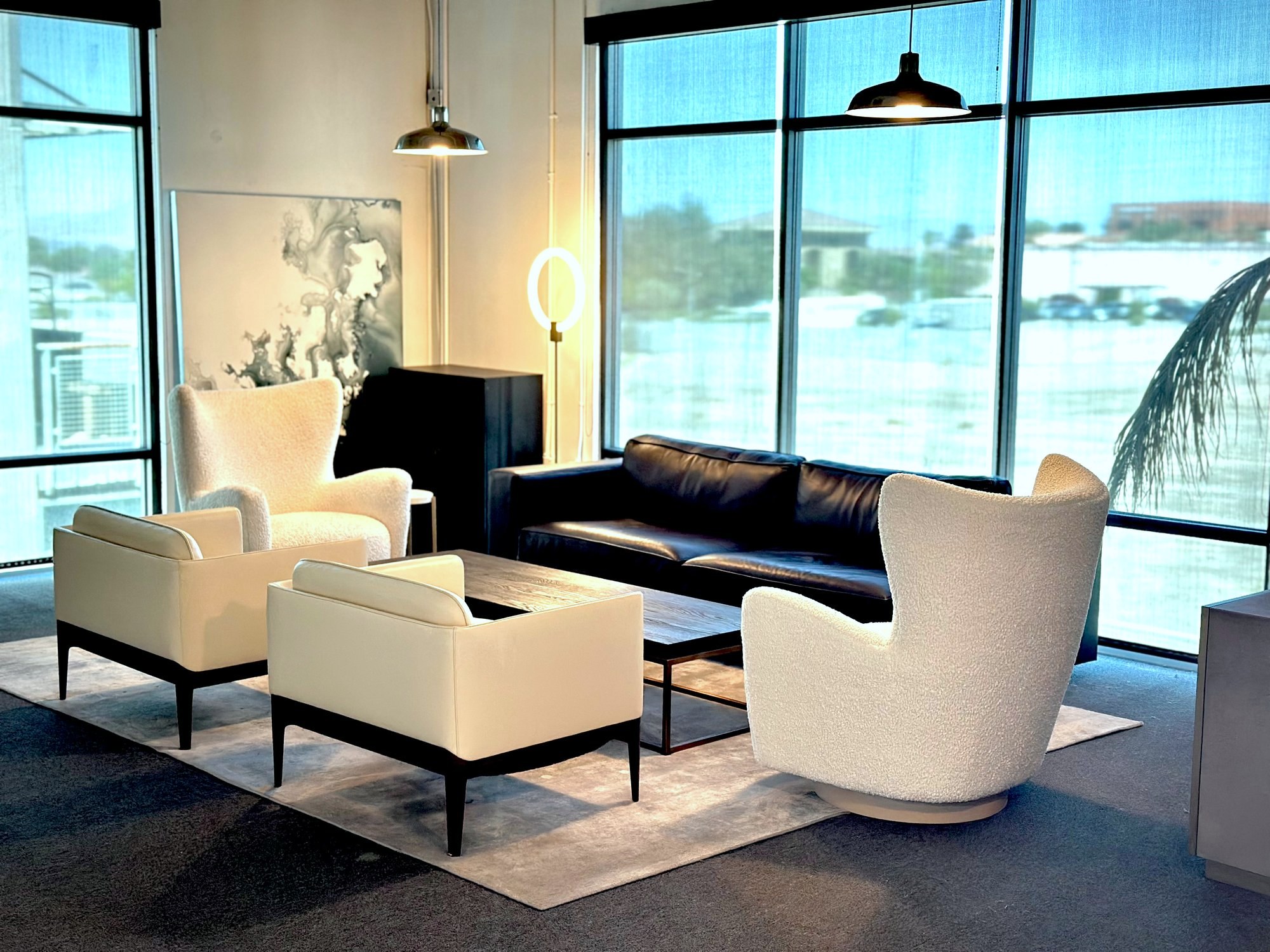The Post Road Loft &mdash; upstairs view of the natural-light studio in Las Vegas.